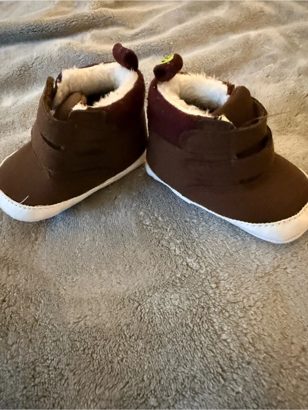 First Steps Brown Baby Walker Shoes with Fleece Lining